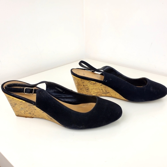 NEW look wide feet wedge sandals size 9 black shoes suede - Picture 5 of 16